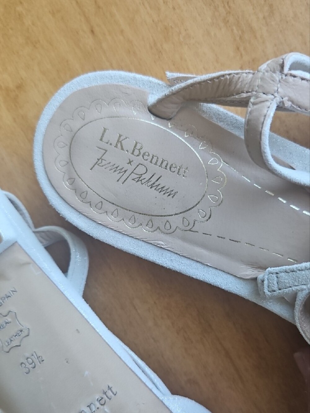 LK Bennett White Pointed Slingback Flats with Strappy Ankle - Picture 3 of 15